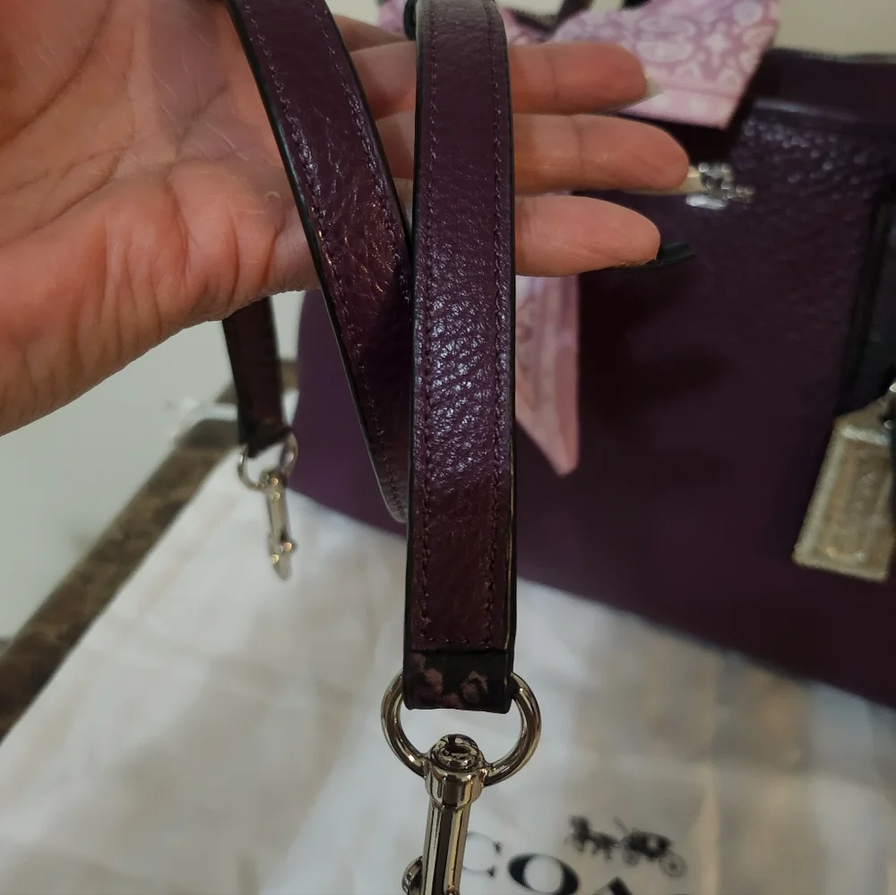 Coach Plum Pebbled Leather 2way Satchel W Scarf EUC - Picture 16 of 16